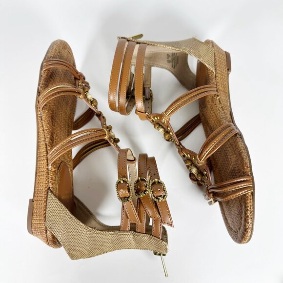Sam Edelman Danica Gladiator Wedge Sandal Boho Woven Strappy Beaded Ankle Strap - Picture 9 of 12